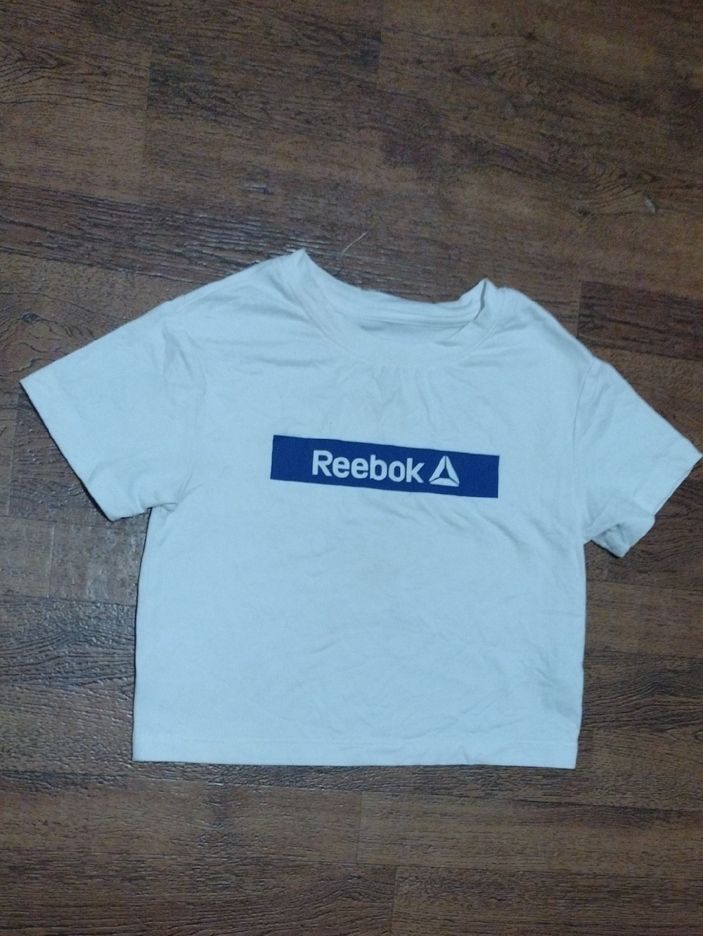 Reebok White Kids Tee with Navy Logo Bar - Picture 1 of 7